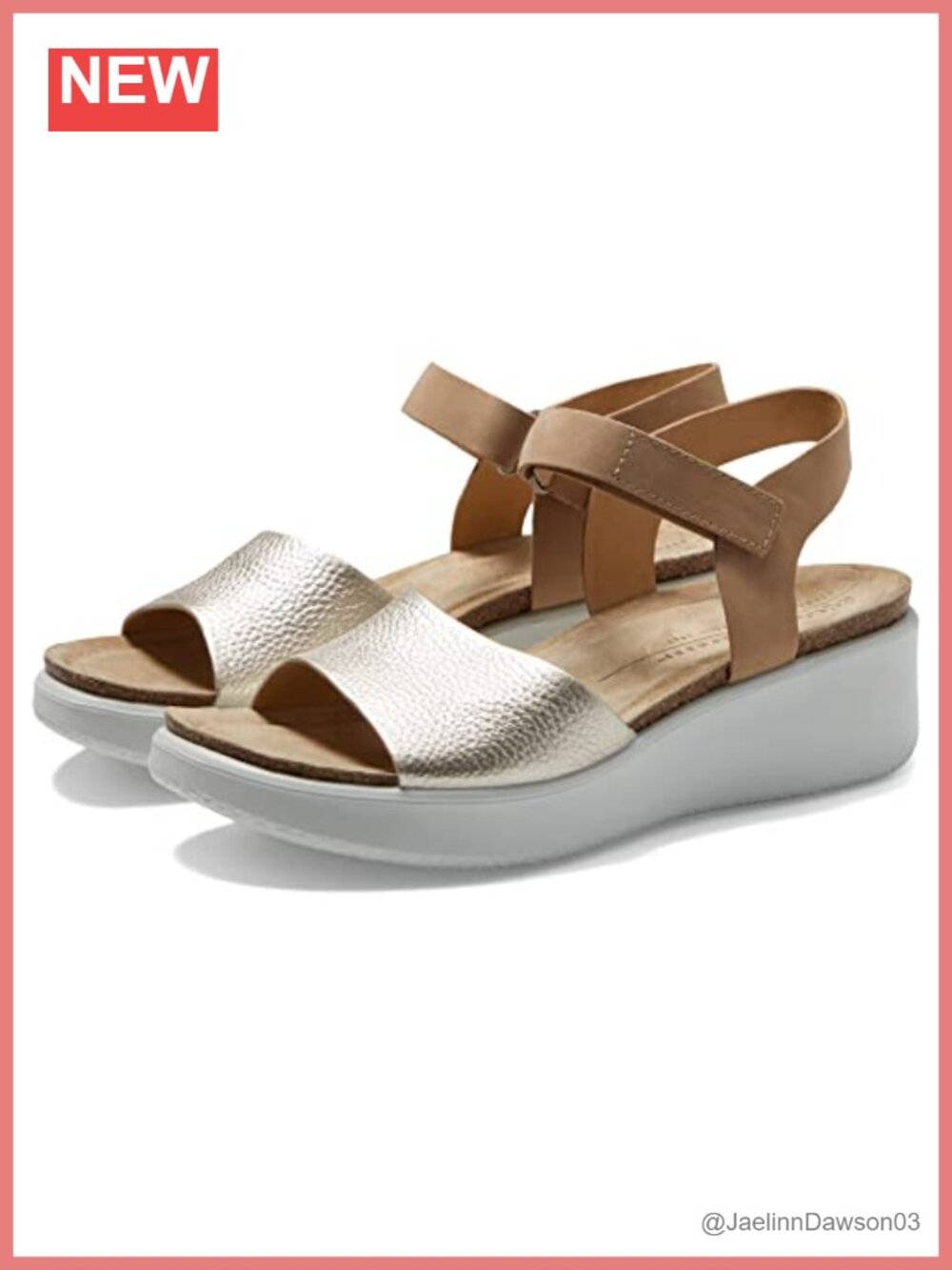 ECCO Flowt Wedge Cork Sandal Nubuck Leather Ankle Strap Women's Platform